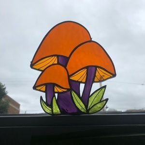 stained glass mushrooms cluster